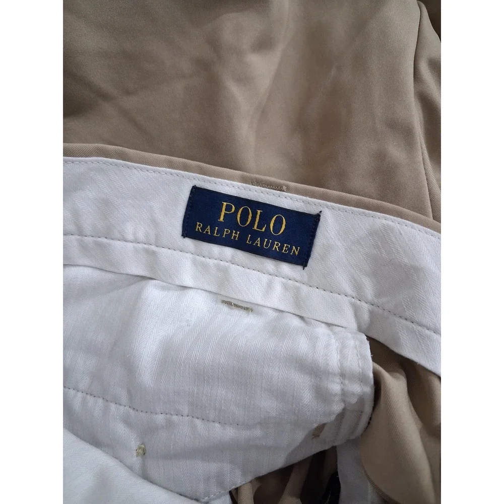 Polo Ralph Lauren Mens Tan Golf Shorts Size 40 Khaki Performance Flat Front